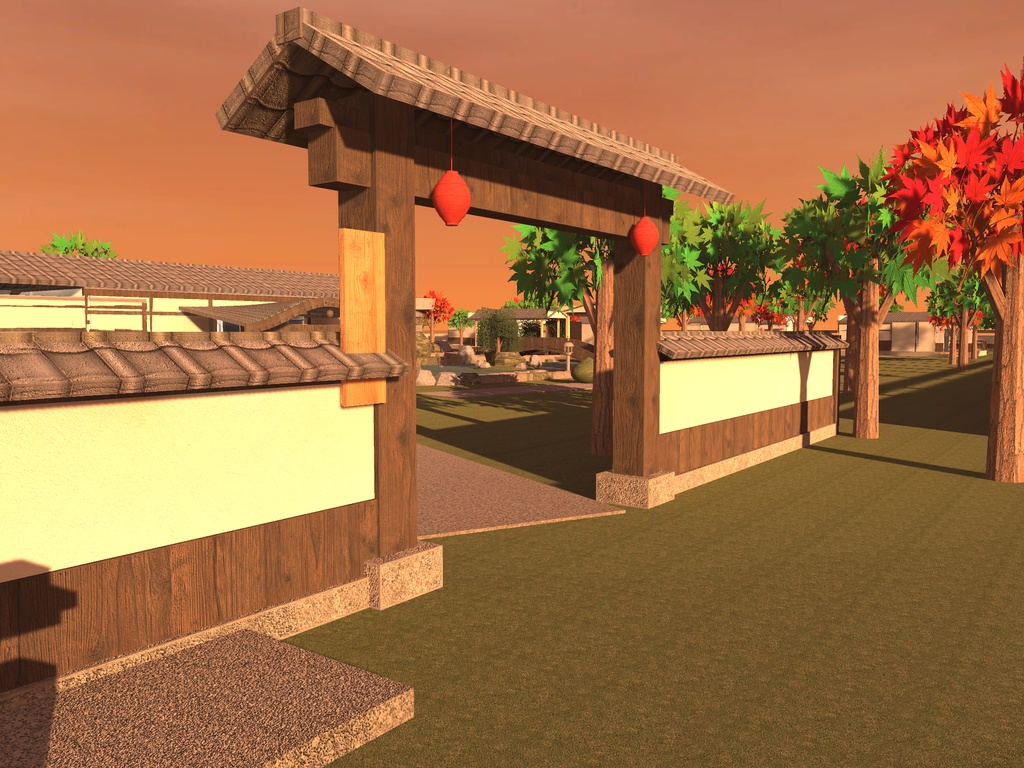 【9/20まで半額!】【VRChat想定】和風温泉旅館 大規模ワールド|敷地120×80m・本館・大浴場・客室4棟・能舞台・日本庭園【7棟 / unitypackage同梱】
