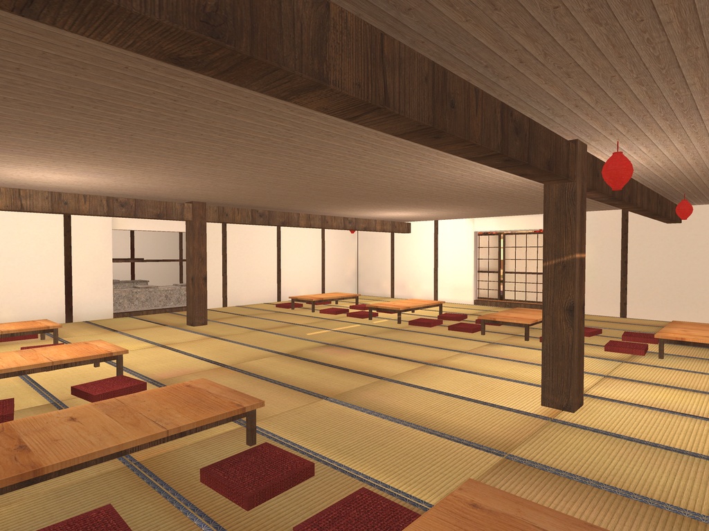【9/20まで半額!】【VRChat想定】和風温泉旅館 大規模ワールド|敷地120×80m・本館・大浴場・客室4棟・能舞台・日本庭園【7棟 / unitypackage同梱】