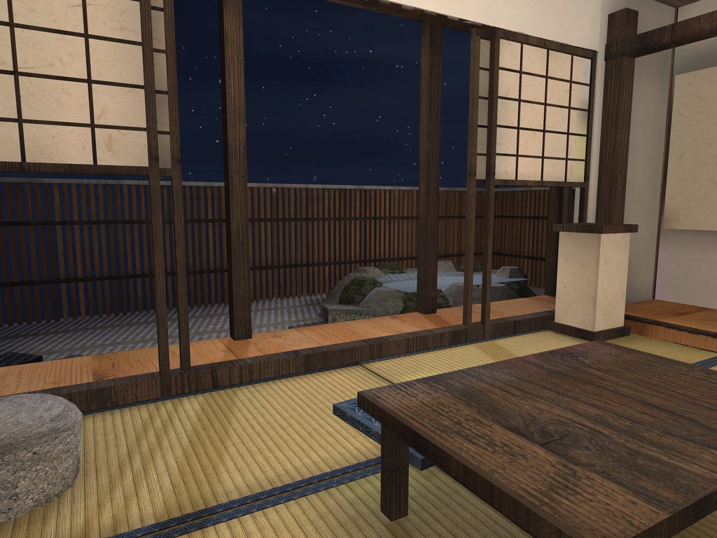 【発売記念セール 9/22まで500円】【VRChat想定】雪見の離れ|六畳・縁側・雪の坪庭・小さな露天風呂【和風ホームワールド / unitypackage同梱】