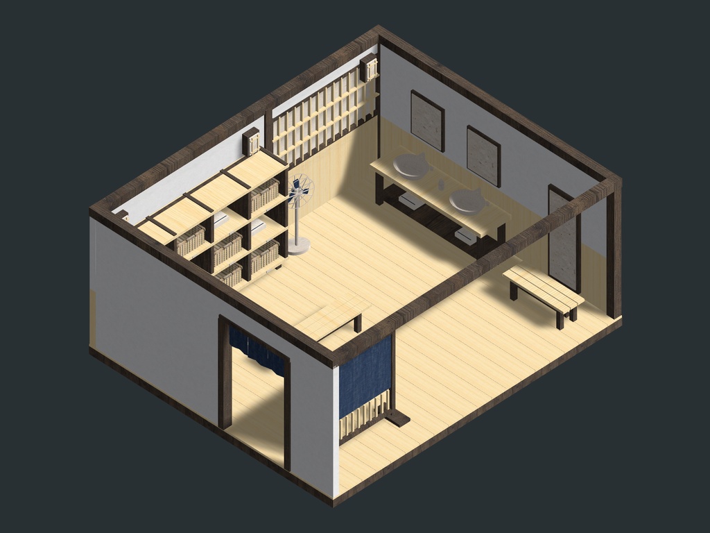 【発売記念セール 9/25まで75%OFF】【VRChat想定】旅館の部屋 5商品セット|脱衣所・寝具・囲炉裏・和菓子・座卓【unitypackage同梱】