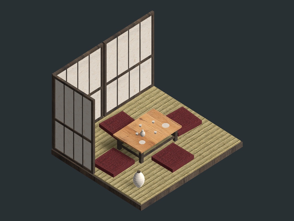 【発売記念セール 9/25まで75%OFF】【VRChat想定】旅館の部屋 5商品セット|脱衣所・寝具・囲炉裏・和菓子・座卓【unitypackage同梱】