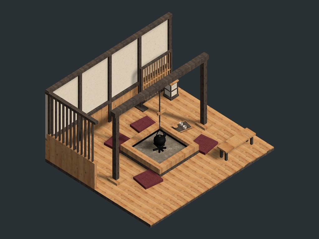 【発売記念セール 9/25まで75%OFF】【VRChat想定】旅館の部屋 5商品セット|脱衣所・寝具・囲炉裏・和菓子・座卓【unitypackage同梱】