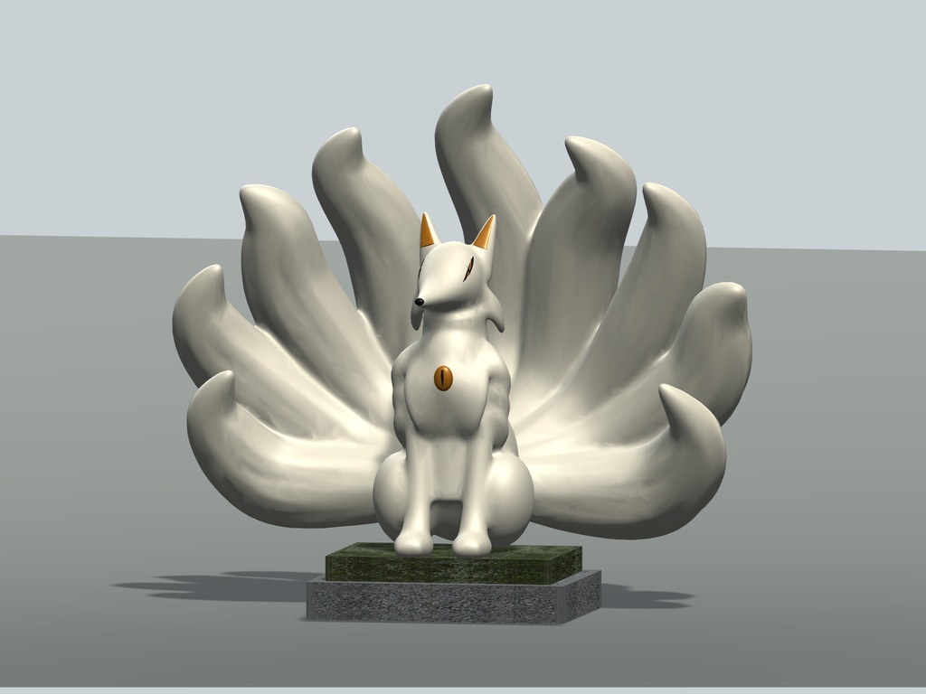 【VRChat想定】異界神域・狐火結界セット|結界門・九尾像・神鏡・狐火5色【unitypackage同梱 / FBX・OBJ】