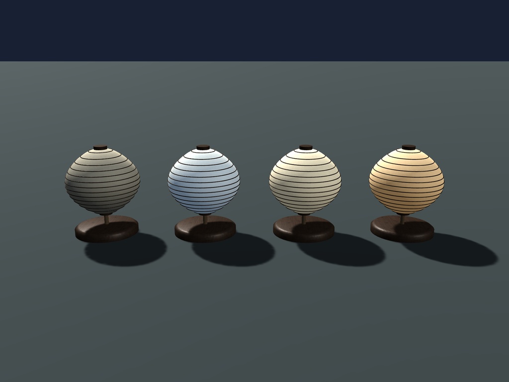 【無料】【VRChat想定】和紙の灯り8種セット|提灯・行灯・3色と消灯【unitypackage同梱 / FBX・OBJ】