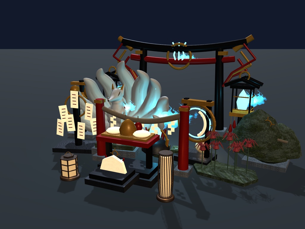 【無料】【VRChat想定】和紙の灯り8種セット|提灯・行灯・3色と消灯【unitypackage同梱 / FBX・OBJ】