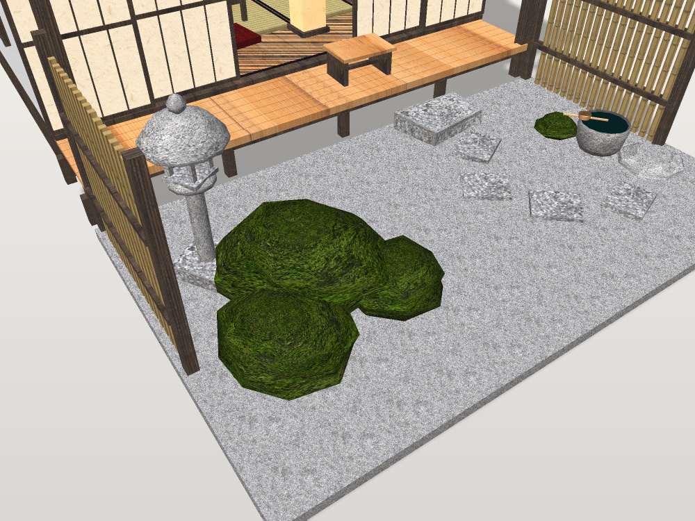 【VRChat想定】縁側の月見座敷セット|四畳半・濡れ縁・深い軒・白砂と築山の庭【unitypackage / FBX・OBJ】