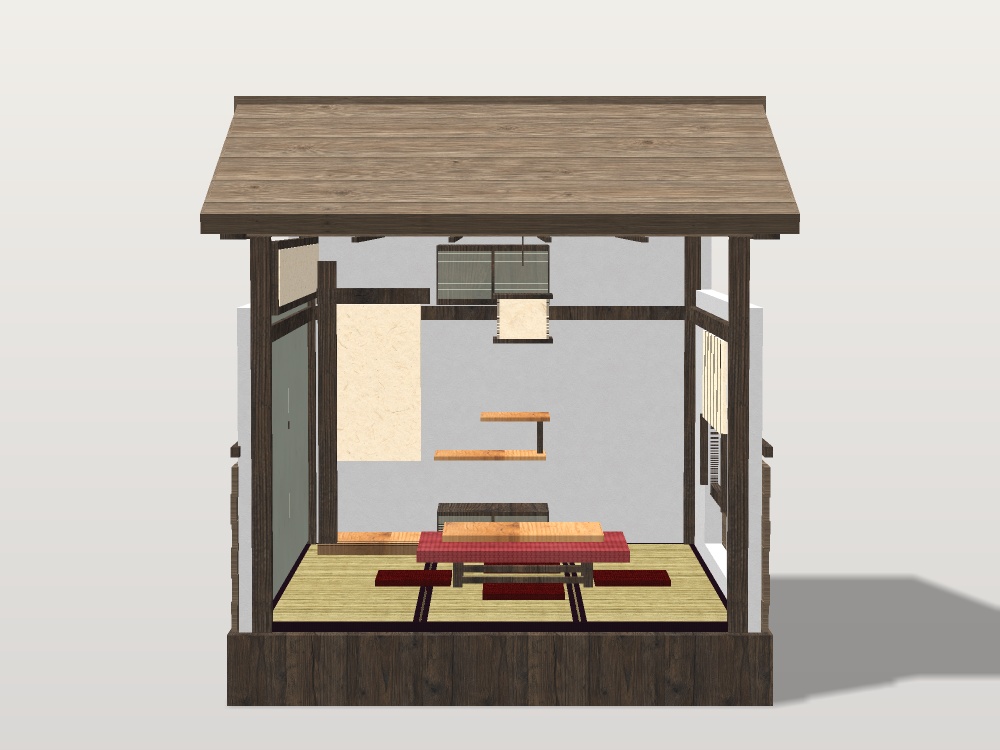 【VRChat想定】こたつの居間セット|六畳・床の間・床脇・雪見障子の窓【unitypackage / FBX・OBJ】