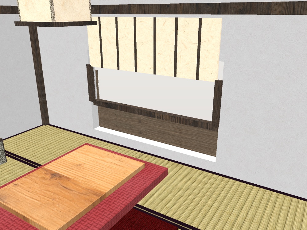 【VRChat想定】こたつの居間セット|六畳・床の間・床脇・雪見障子の窓【unitypackage / FBX・OBJ】