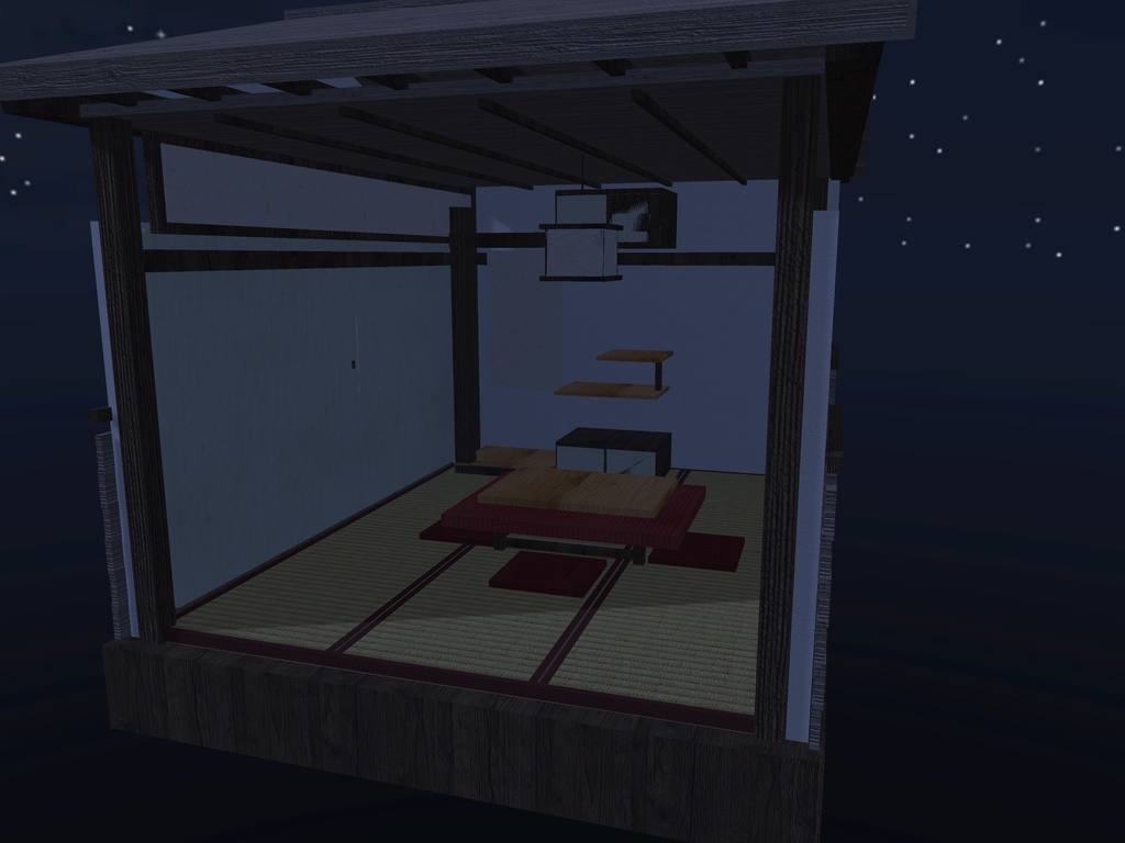 【VRChat想定】こたつの居間セット|六畳・床の間・床脇・雪見障子の窓【unitypackage / FBX・OBJ】