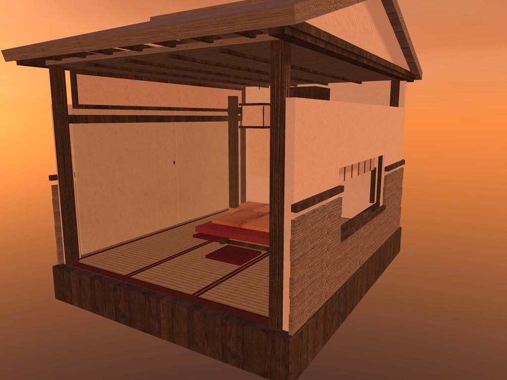 【VRChat想定】こたつの居間セット｜六畳・床の間・床脇・雪見障子の窓【unitypackage / FBX・OBJ】