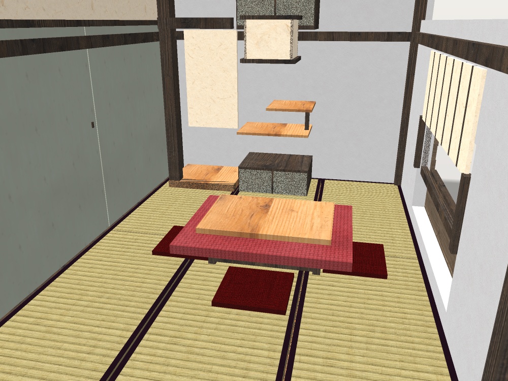 【VRChat想定】こたつの居間セット|六畳・床の間・床脇・雪見障子の窓【unitypackage / FBX・OBJ】