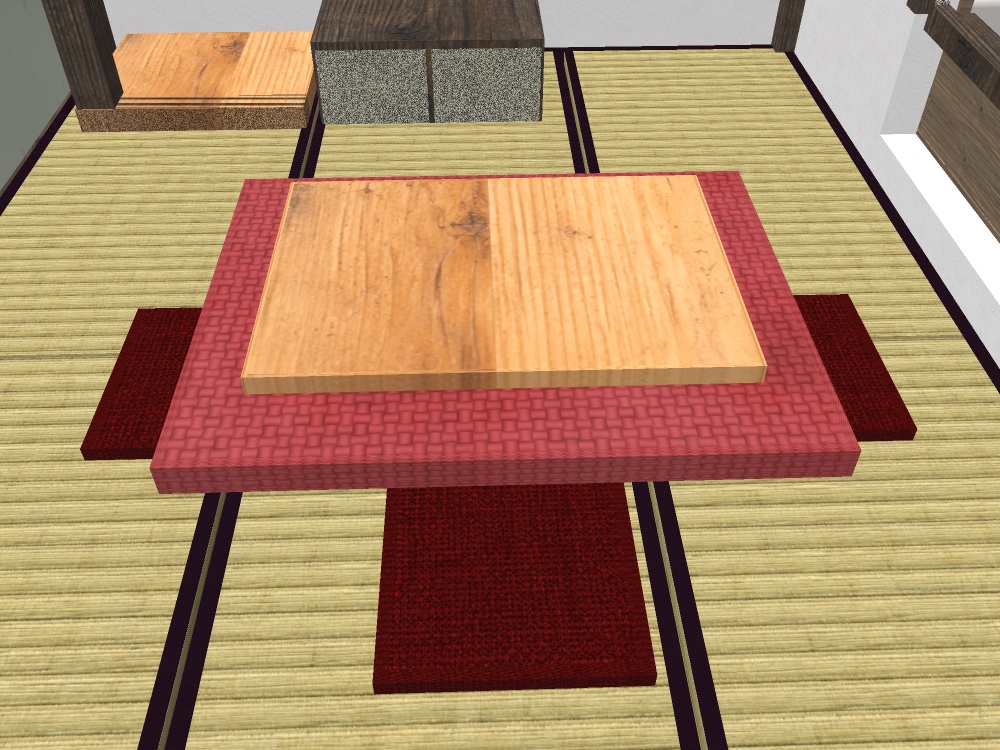 【VRChat想定】こたつの居間セット|六畳・床の間・床脇・雪見障子の窓【unitypackage / FBX・OBJ】