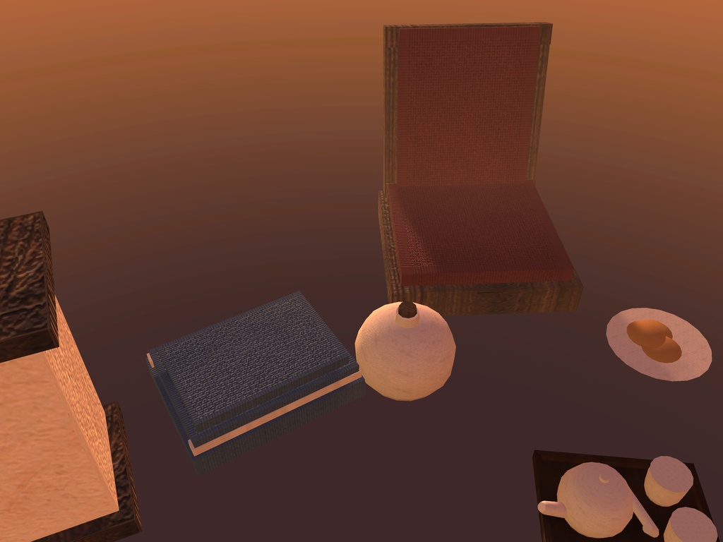 【無料】【VRChat想定】こたつの上のもの一式|みかん盛り・急須と湯呑・湯たんぽ・座椅子・行灯【unitypackage / FBX・OBJ】