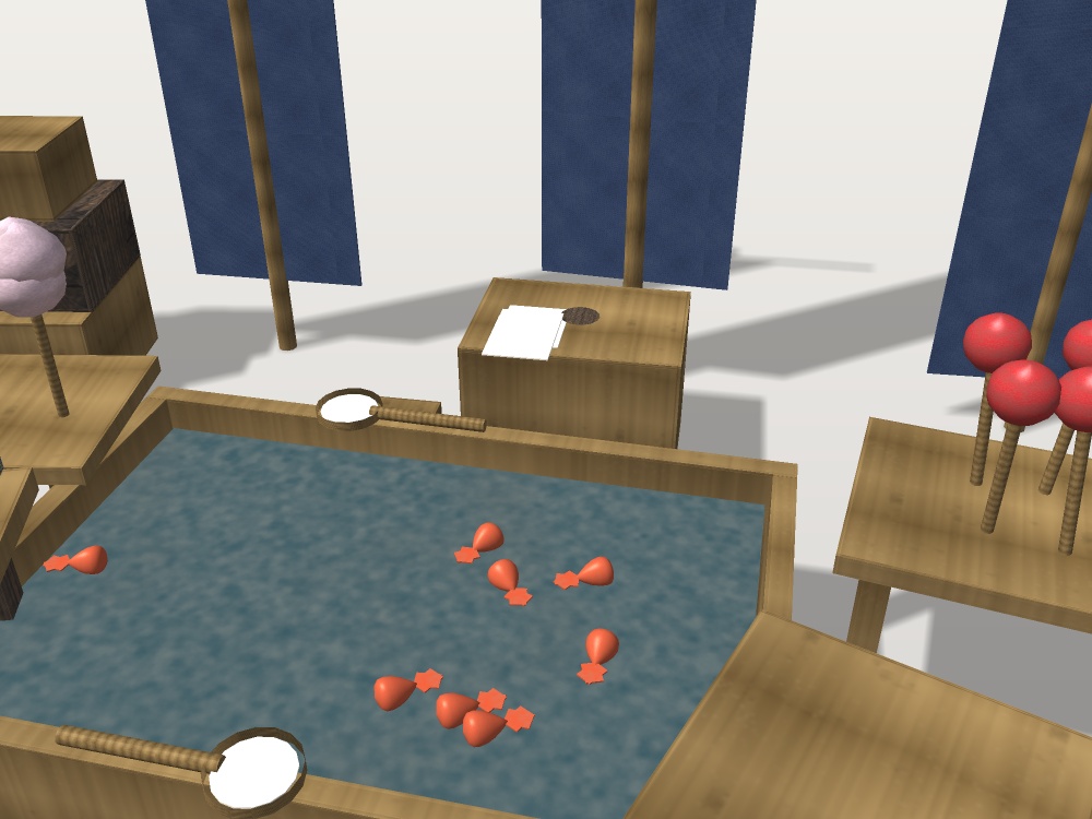 【無料】【VRChat想定】縁日セット|金魚すくい・りんご飴・綿あめ・くじ引き・幟【unitypackage / FBX・OBJ】