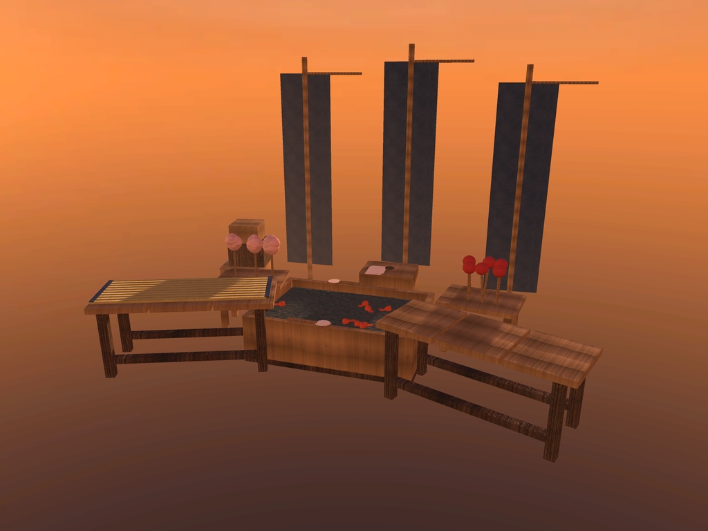 【無料】【VRChat想定】縁日セット｜金魚すくい・りんご飴・綿あめ・くじ引き・幟【unitypackage / FBX・OBJ】