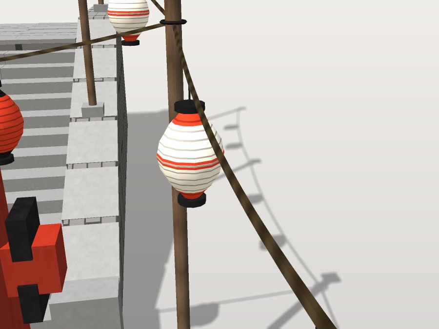 【VRChat想定】秋祭りの参道|朱の鳥居3基・石段・吊り提灯24灯【unitypackage同梱 / FBX・OBJ】
