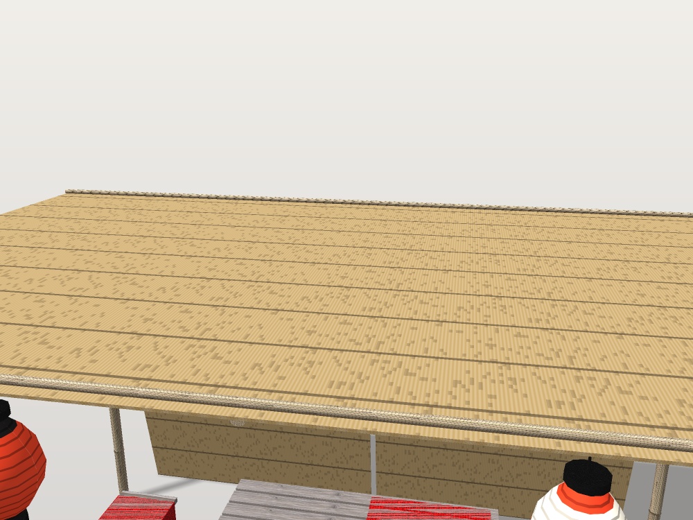 【VRChat想定】祭りの休憩所|よしずの日除け・縁台・床几・赤い毛氈・提灯【unitypackage同梱 / FBX・OBJ】