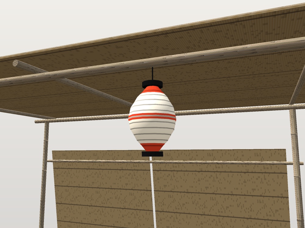 【VRChat想定】祭りの休憩所|よしずの日除け・縁台・床几・赤い毛氈・提灯【unitypackage同梱 / FBX・OBJ】