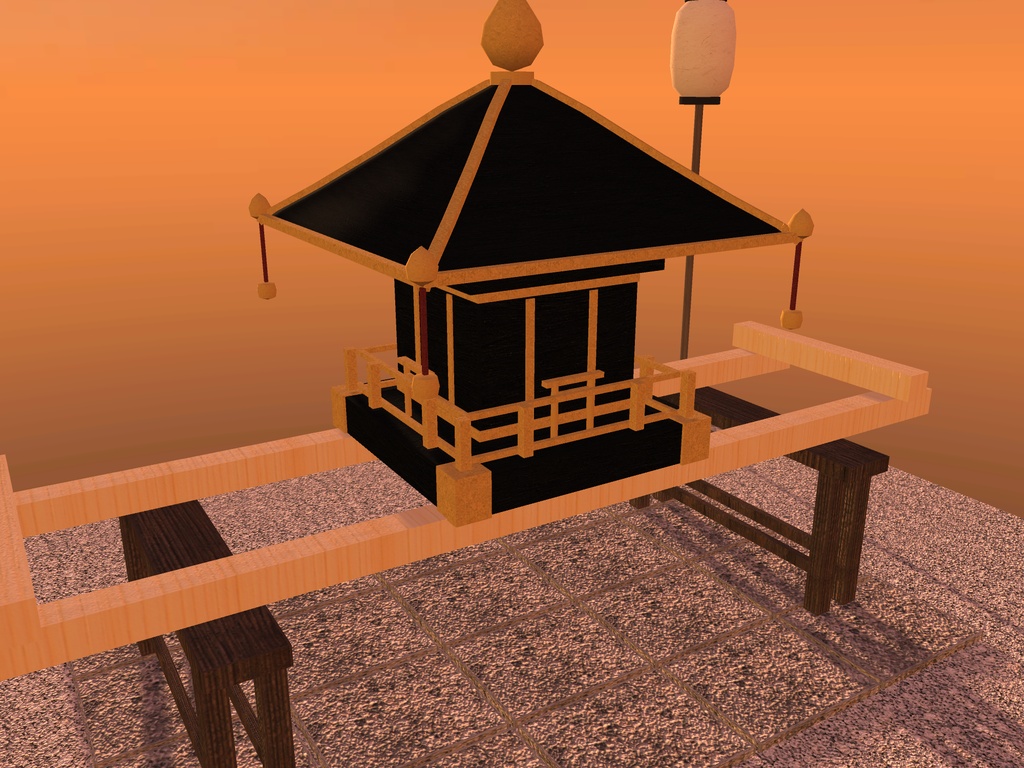【VRChat想定】秋祭りのお神輿セット|黒漆と金の神輿・担ぎ棒・神輿台・高張提灯【unitypackage / FBX・OBJ】