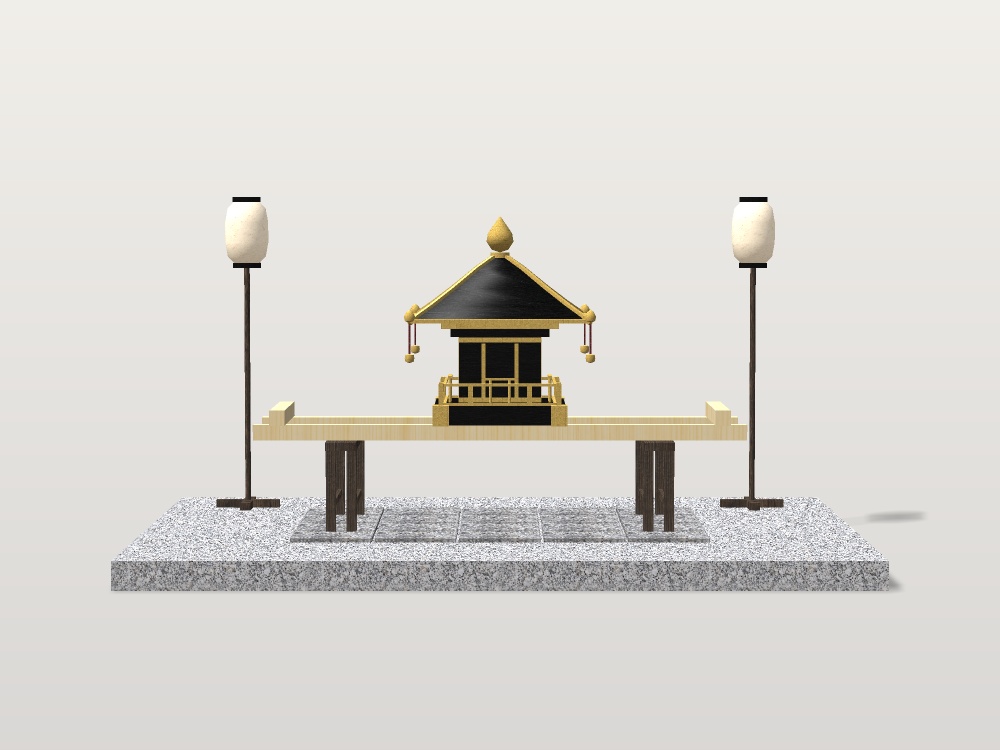 【VRChat想定】秋祭りのお神輿セット|黒漆と金の神輿・担ぎ棒・神輿台・高張提灯【unitypackage / FBX・OBJ】