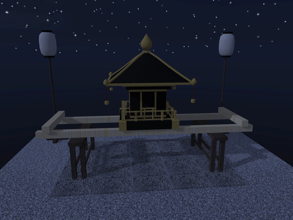 【VRChat想定】秋祭りのお神輿セット|黒漆と金の神輿・担ぎ棒・神輿台・高張提灯【unitypackage / FBX・OBJ】