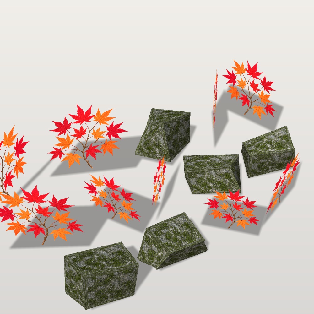 【VRChat想定】紅葉狩りの桟敷セット|金屏風・赤い毛氈・板敷きの桟敷・紅葉【unitypackage / FBX・OBJ】