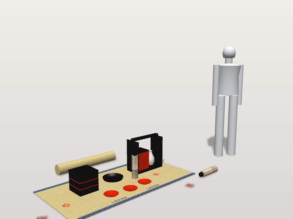 【無料】【VRChat想定】紅葉狩りの提げ重と弁当小物|提げ重・三段重・竹の水筒・茣蓙【unitypackage / FBX・OBJ】