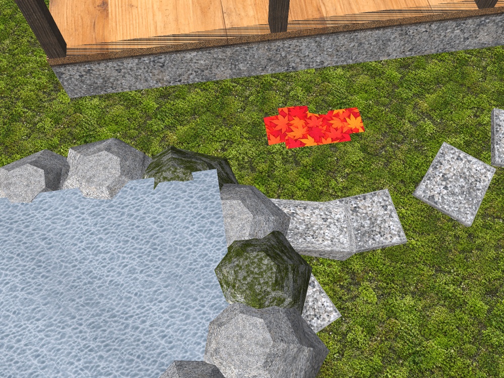 【VRChat想定】紅葉見の離れ|六畳・縁側・紅葉の坪庭・小さな露天風呂【unitypackage / FBX・OBJ】