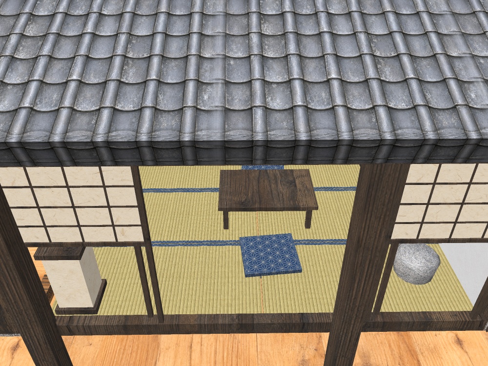 【VRChat想定】紅葉見の離れ|六畳・縁側・紅葉の坪庭・小さな露天風呂【unitypackage / FBX・OBJ】