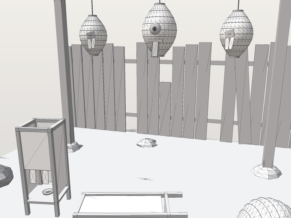 【VRChat想定】化け提灯と破れ行灯セット|一つ目の提灯お化け・破れ提灯・破れ行灯・板塀【unitypackage / FBX・OBJ】