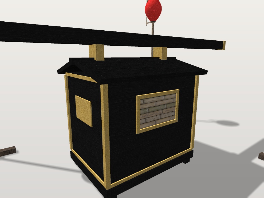 【VRChat想定】狐の嫁入りの花嫁駕籠と弓張提灯|黒漆と金の駕籠・行列の提灯4本【unitypackage / FBX・OBJ】