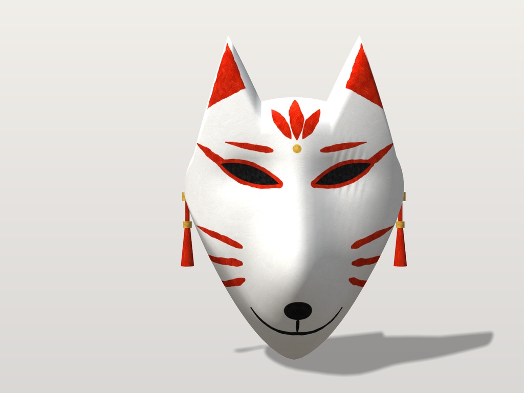 【VRChat想定】狐のお面 三色(白・黒・朱)|Head 装飾品・顔用と斜め掛け|和風・祭り・縁日【Modular Avatar 設定済みPrefab / unitypackage・FBX】