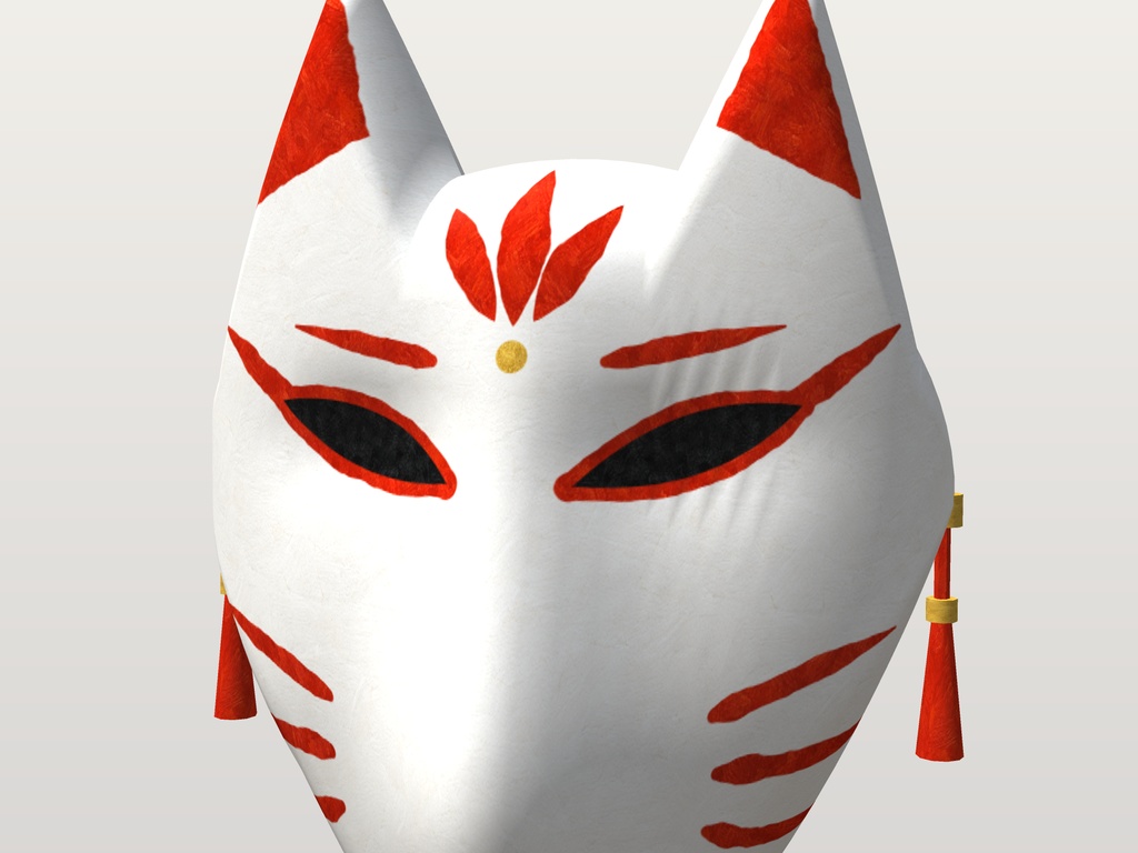 【VRChat想定】狐のお面 三色(白・黒・朱)|Head 装飾品・顔用と斜め掛け|和風・祭り・縁日【Modular Avatar 設定済みPrefab / unitypackage・FBX】