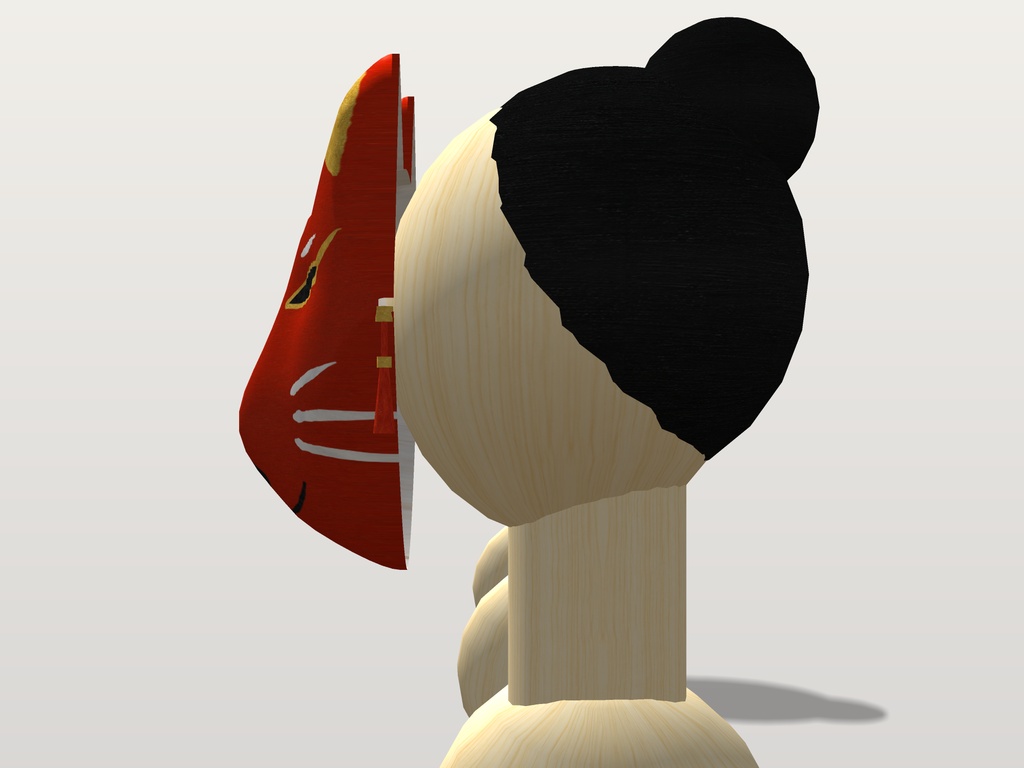 【VRChat想定】狐のお面 三色(白・黒・朱)|Head 装飾品・顔用と斜め掛け|和風・祭り・縁日【Modular Avatar 設定済みPrefab / unitypackage・FBX】
