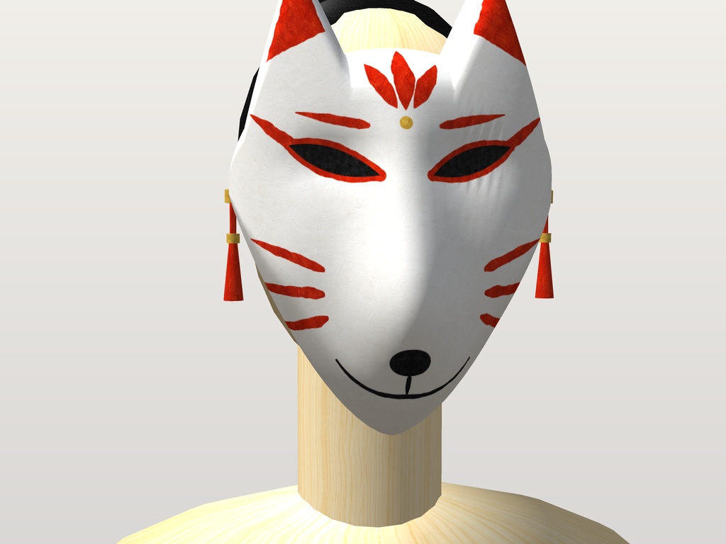 【VRChat想定】狐のお面(白)|Head 装飾品・顔用|和風・祭り・縁日【Modular Avatar 設定済みPrefab / unitypackage・FBX】