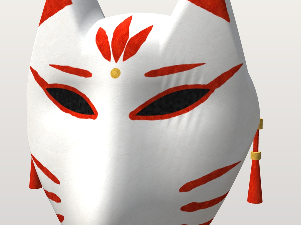 【VRChat想定】狐のお面(白)|Head 装飾品・顔用|和風・祭り・縁日【Modular Avatar 設定済みPrefab / unitypackage・FBX】