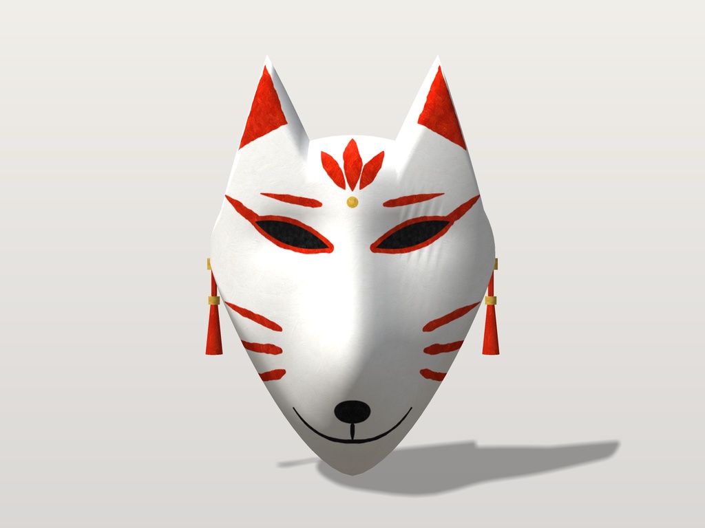 【VRChat想定】狐のお面(白)|Head 装飾品・顔用|和風・祭り・縁日【Modular Avatar 設定済みPrefab / unitypackage・FBX】