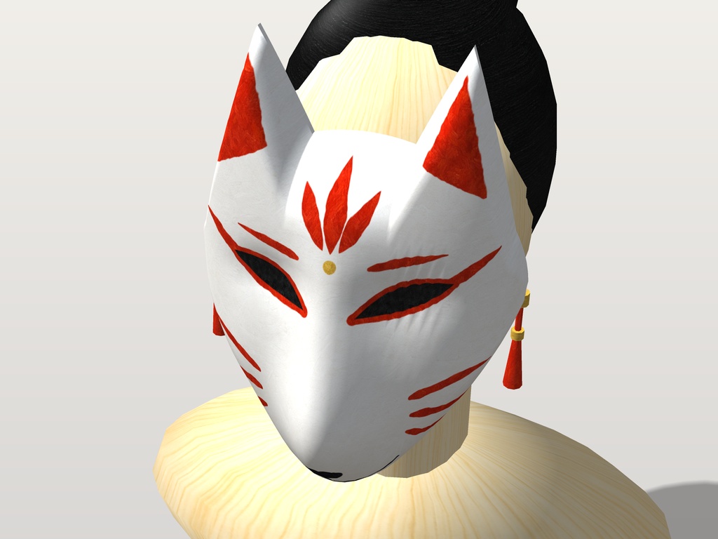 【VRChat想定】狐のお面(白)|Head 装飾品・顔用|和風・祭り・縁日【Modular Avatar 設定済みPrefab / unitypackage・FBX】