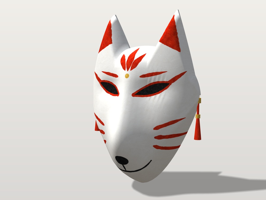 【VRChat想定】狐のお面(白)|Head 装飾品・顔用|和風・祭り・縁日【Modular Avatar 設定済みPrefab / unitypackage・FBX】