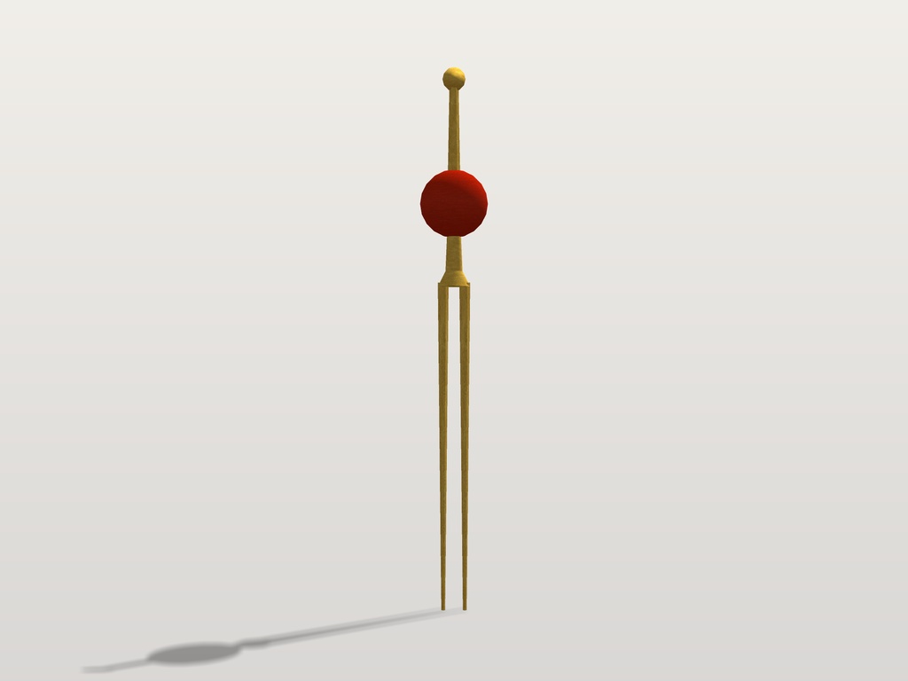 【無料】玉かんざし(朱)|Head 装飾品・髪飾り|和風・着物・浴衣【VRChat想定 / Modular Avatar 設定済みPrefab / unitypackage・FBX】
