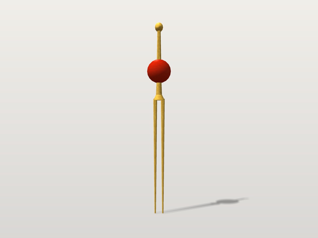 【無料】玉かんざし(朱)|Head 装飾品・髪飾り|和風・着物・浴衣【VRChat想定 / Modular Avatar 設定済みPrefab / unitypackage・FBX】