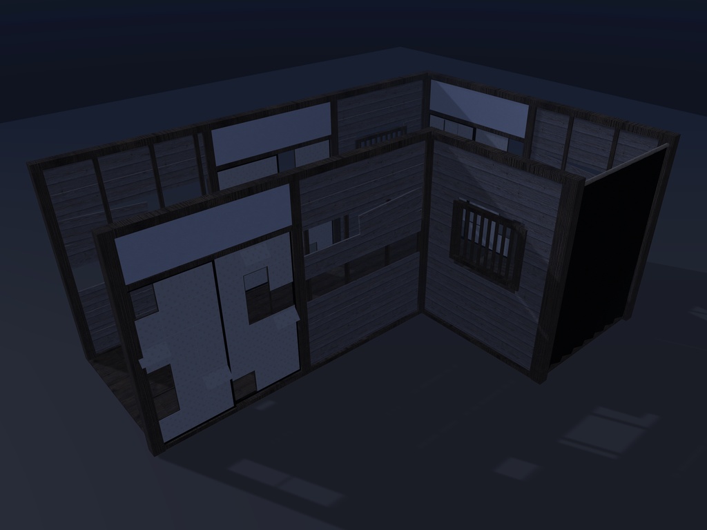 【VRChat想定】お化け屋敷の順路パネル|板壁・破れ襖・格子窓・暗幕・角柱・床板・天井板|和風ハロウィン・肝試し・迷路【unitypackage / FBX・OBJ】