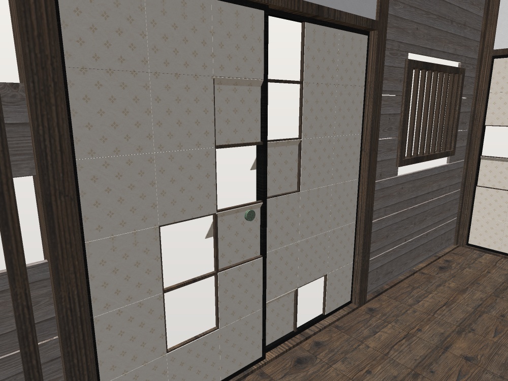 【VRChat想定】お化け屋敷の順路パネル|板壁・破れ襖・格子窓・暗幕・角柱・床板・天井板|和風ハロウィン・肝試し・迷路【unitypackage / FBX・OBJ】