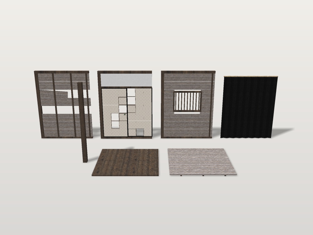 【VRChat想定】お化け屋敷の順路パネル|板壁・破れ襖・格子窓・暗幕・角柱・床板・天井板|和風ハロウィン・肝試し・迷路【unitypackage / FBX・OBJ】
