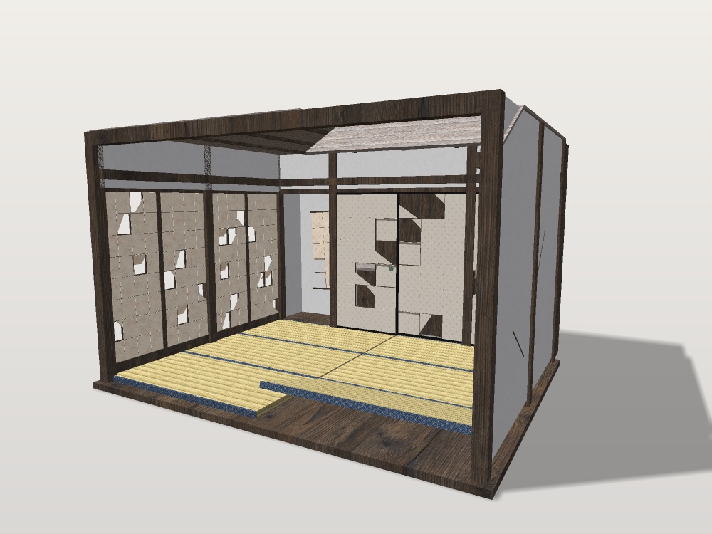 【VRChat想定】お化け屋敷の破れ座敷|六畳・破れ襖の押入れ・破れ障子・めくれた畳・垂れた天井板・床の間|和風ハロウィン・肝試し【unitypackage / FBX・OBJ】