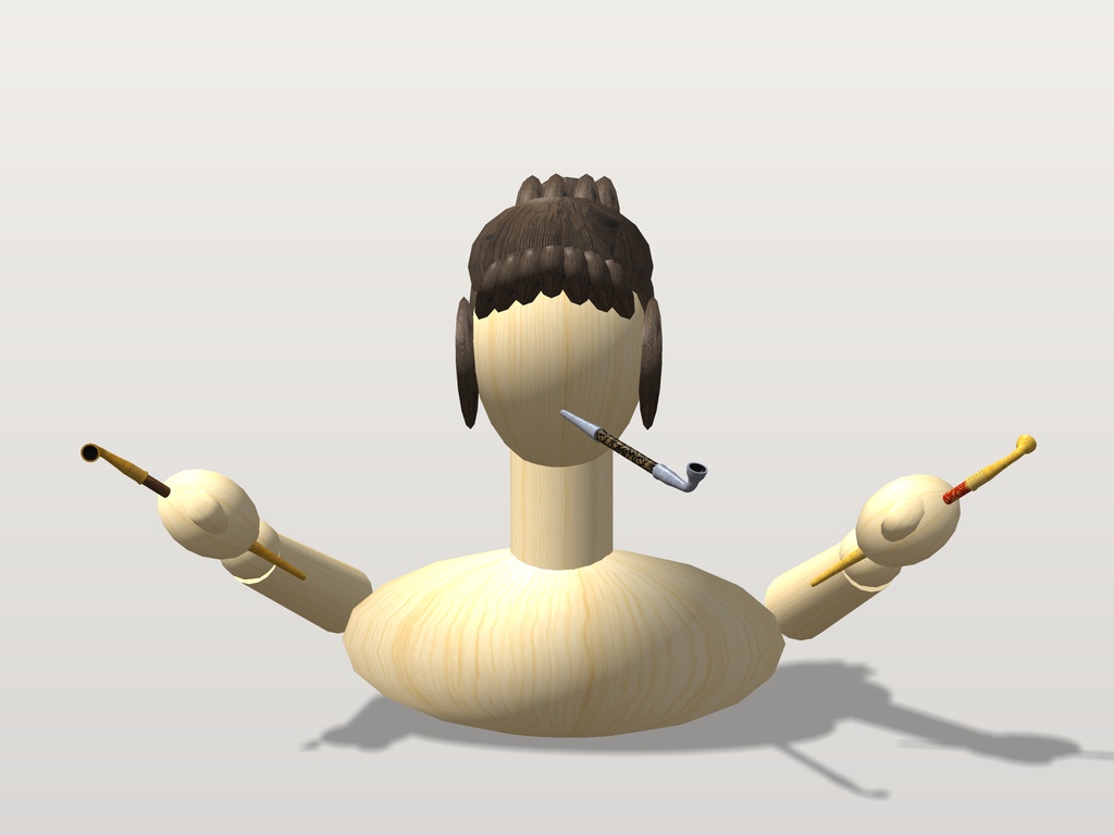 【VRChat想定】煙管 三種｜黒漆に金蒔絵・朱漆に金蒔絵・煤竹｜手に持つ・口にくわえる和風の小道具【Modular Avatar 設定済みPrefab / unitypackage・FBX】