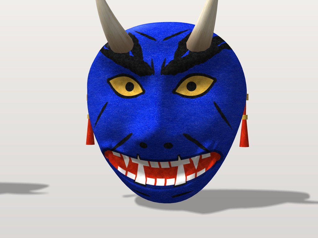 【VRChat想定】鬼の面 三色(赤鬼・青鬼・黒鬼)|Head 装飾品|和風・祭り・節分のお面【Modular Avatar 設定済みPrefab / unitypackage・FBX】