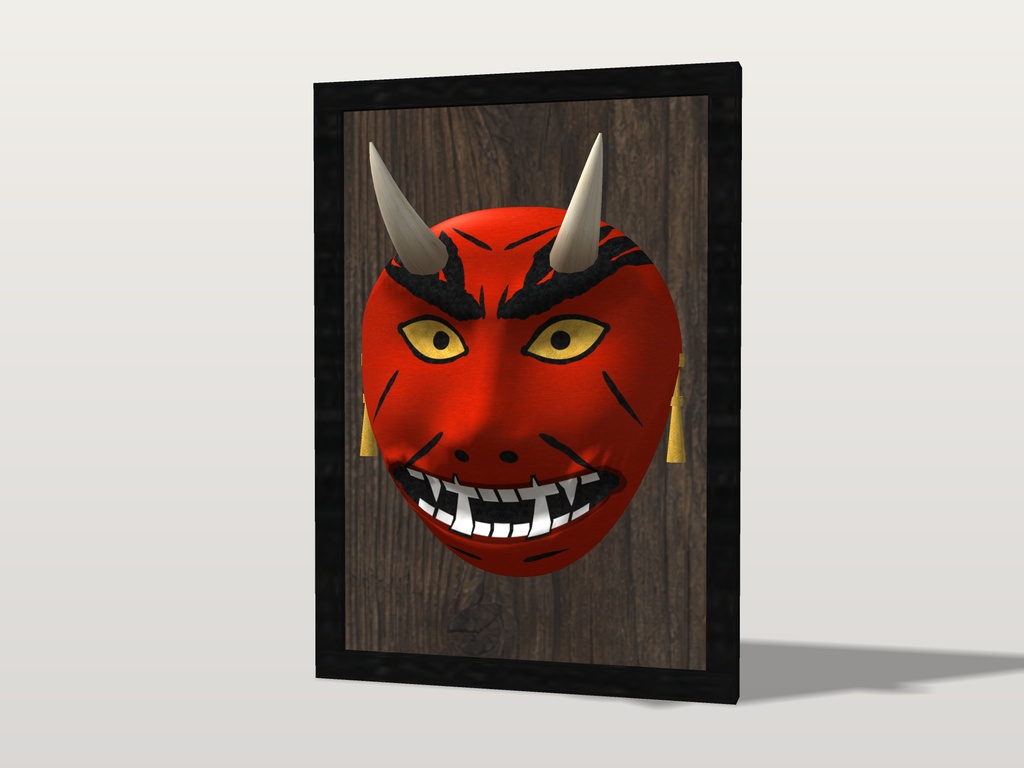 【VRChat想定】鬼の面 三色(赤鬼・青鬼・黒鬼)|Head 装飾品|和風・祭り・節分のお面【Modular Avatar 設定済みPrefab / unitypackage・FBX】
