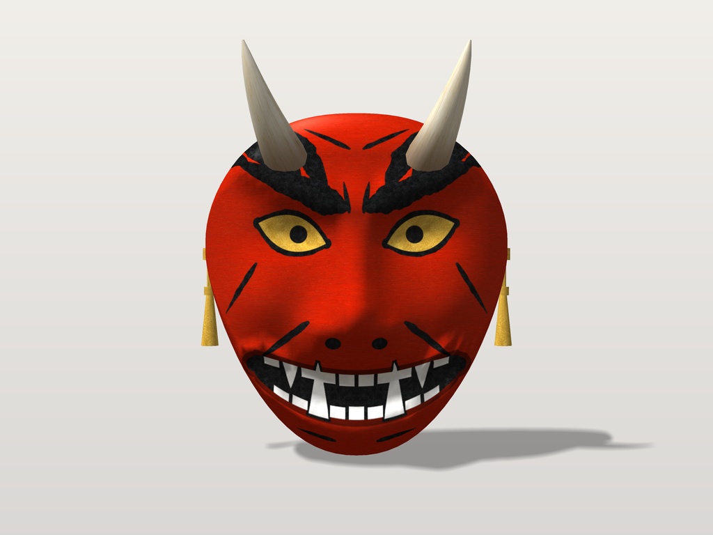 【VRChat想定】鬼の面 三色(赤鬼・青鬼・黒鬼)|Head 装飾品|和風・祭り・節分のお面【Modular Avatar 設定済みPrefab / unitypackage・FBX】
