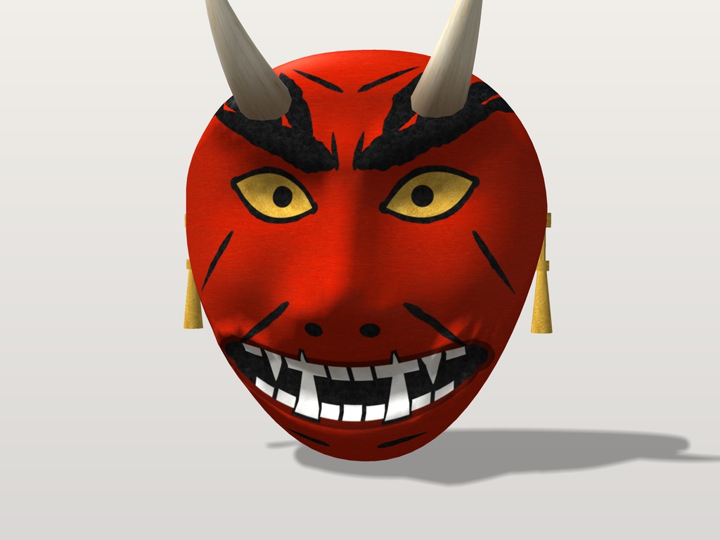 【VRChat想定】鬼の面 三色(赤鬼・青鬼・黒鬼)|Head 装飾品|和風・祭り・節分のお面【Modular Avatar 設定済みPrefab / unitypackage・FBX】